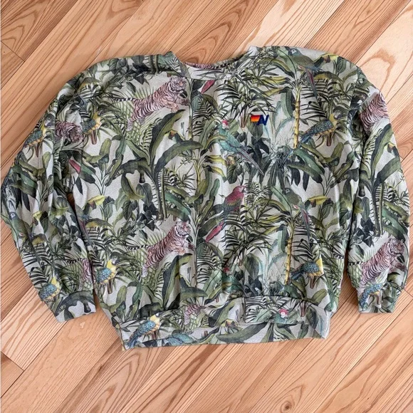 Aviator Nation Jungle Relaxed Crew sweatshirt - sand sz medium - Picture 8 of 10